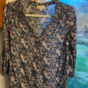 Cynthia Rowley 3/4 sleeve floral blouse size medium